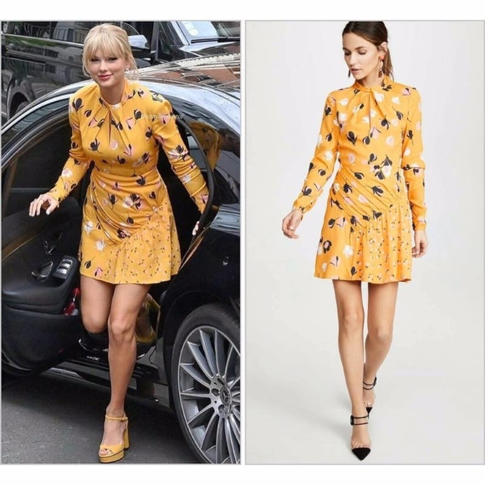 Self-Portrait Yellow Floral Mini Dress